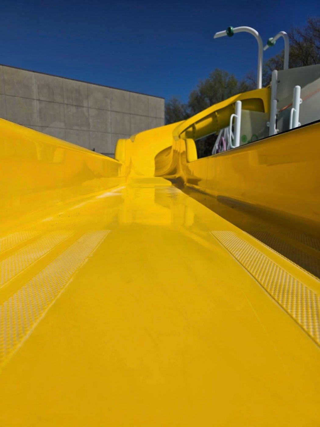 Yellow slide interior after wet sanding
